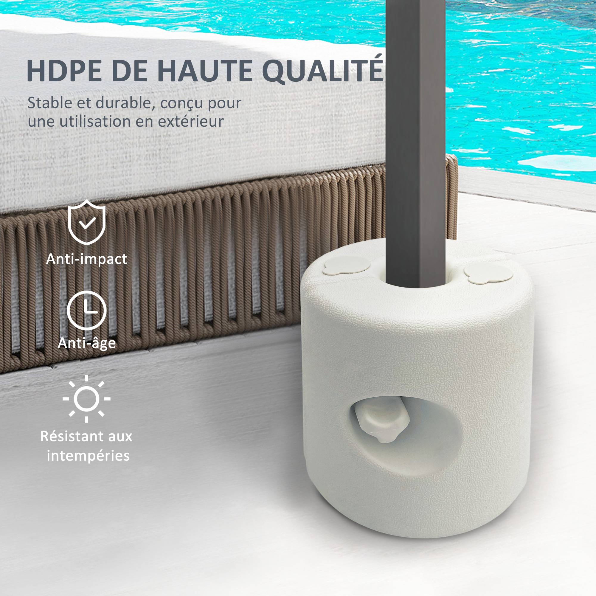 Outsunny - Lot 4 pieds de tonnelle pop-up remplissage eau/sable avec vis sécurité pour pavillon HDPE blanc - Outsunny - Imagen 8
