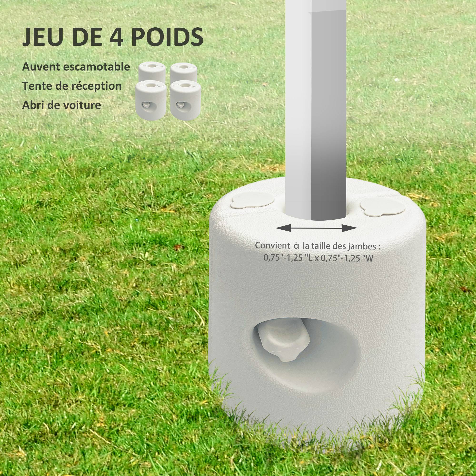 Outsunny - Lot 4 pieds de tonnelle pop-up remplissage eau/sable avec vis sécurité pour pavillon HDPE blanc - Outsunny - Imagen 5