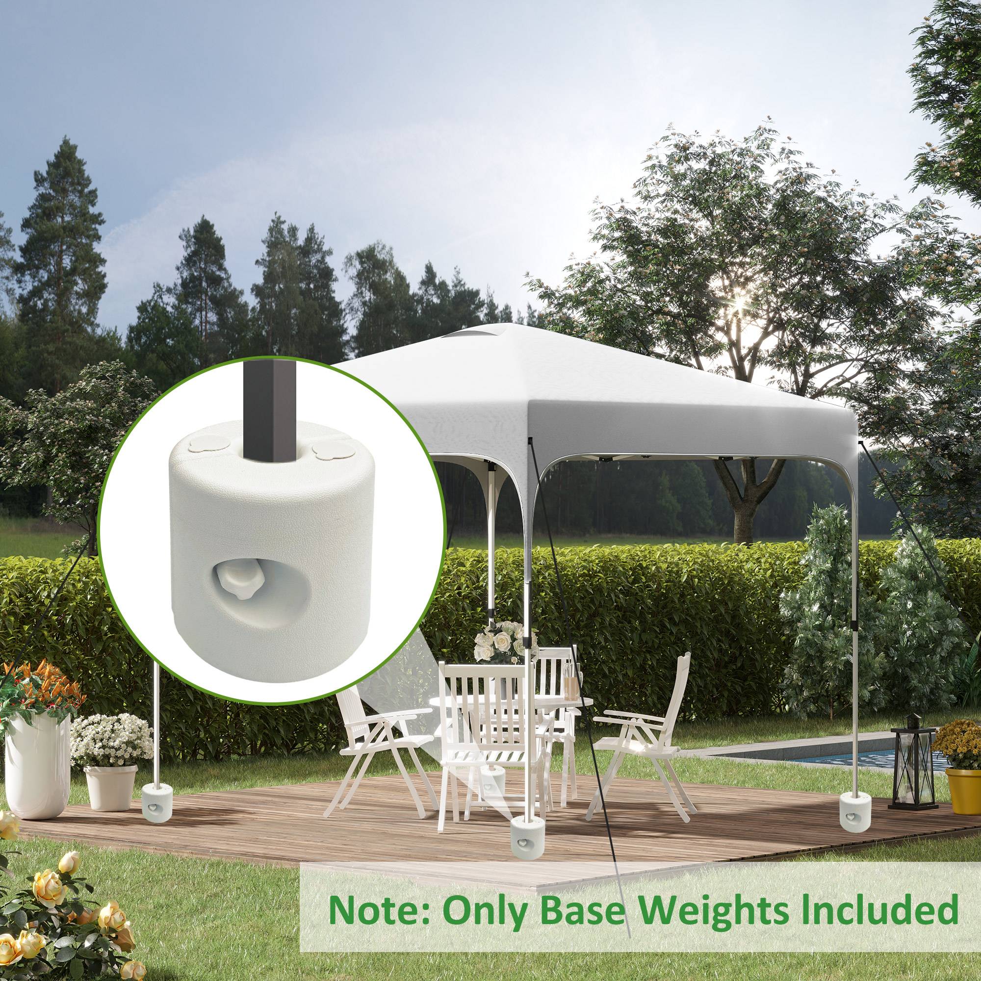 Outsunny - Lot 4 pieds de tonnelle pop-up remplissage eau/sable avec vis sécurité pour pavillon HDPE blanc - Outsunny - Imagen 2