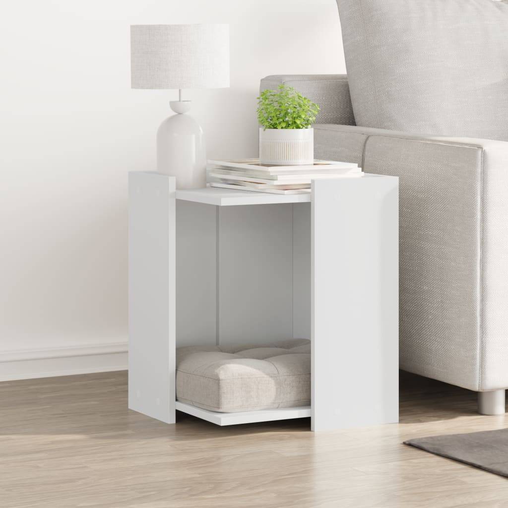 Lit pour chat - Meuble de bac à litière pour chat blanc bois d'ingénierie-JU148 - Image 3