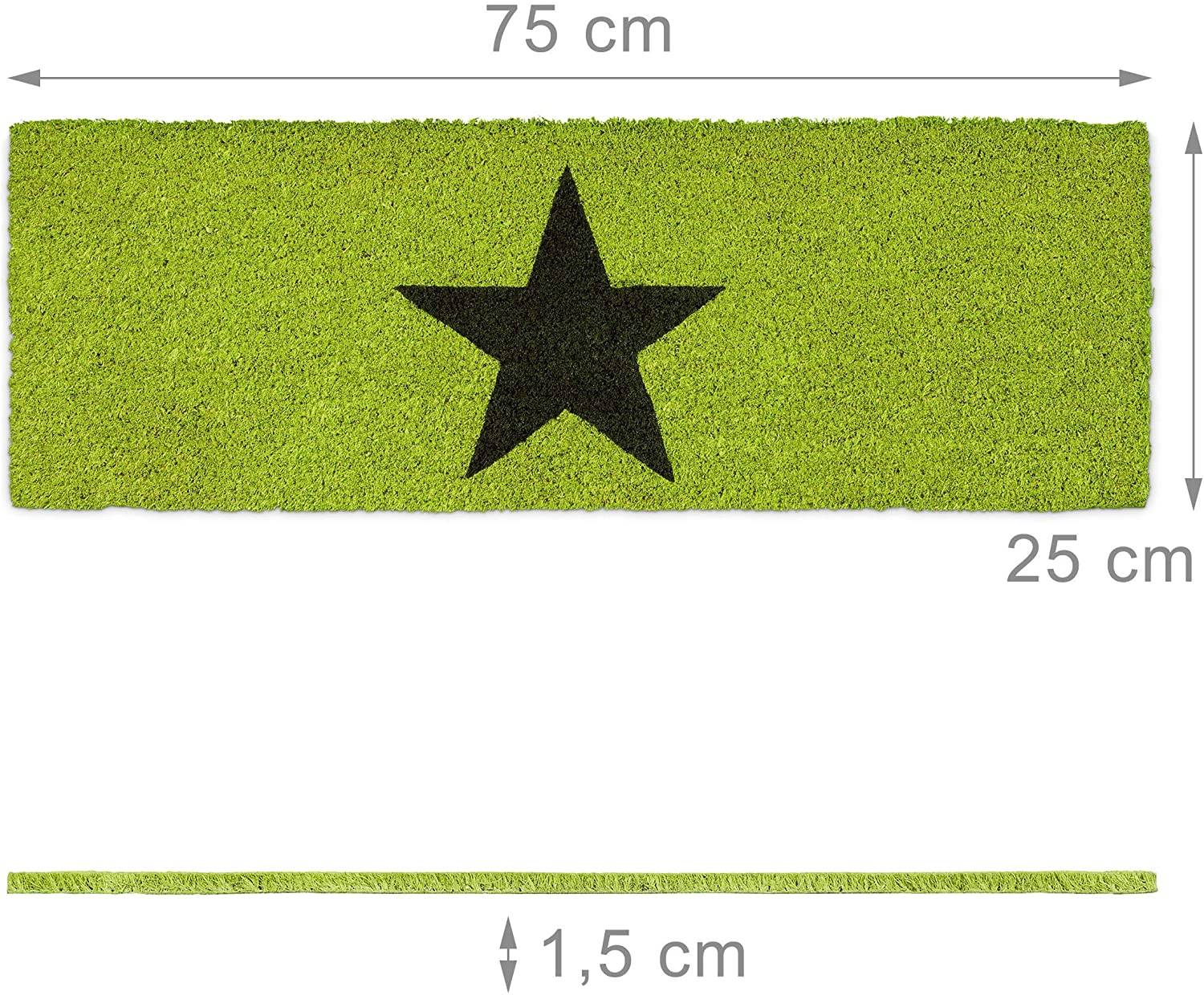 Helloshop26 - Paillasson tapis de sol porte d’entrée essuie-pieds étoiles fibres de coco vert - Imagen 2