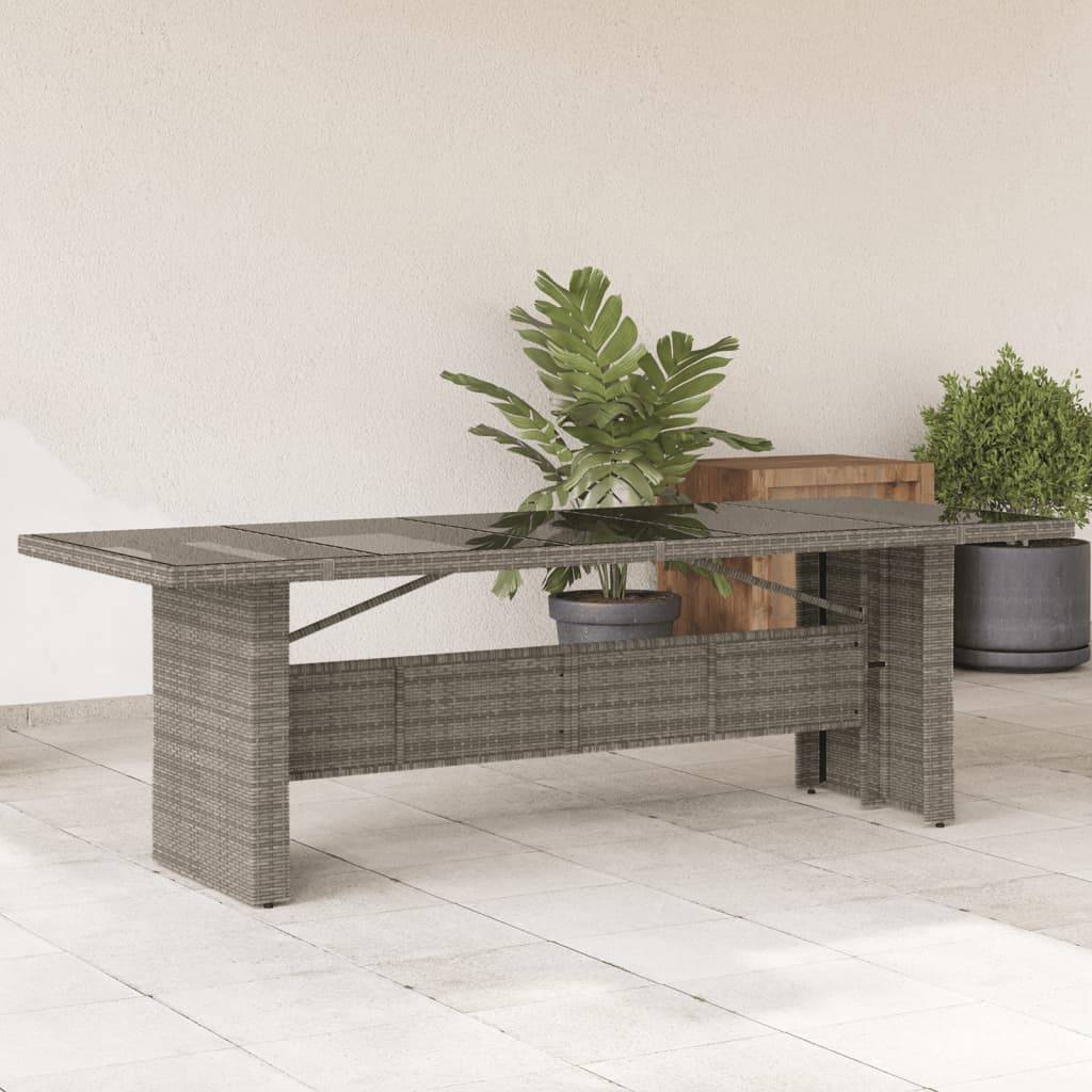 PANGIVO - Table de jardin résine tressée verre trempé gris 240 x 90 x 75 cm - PANGIVO - Image 1