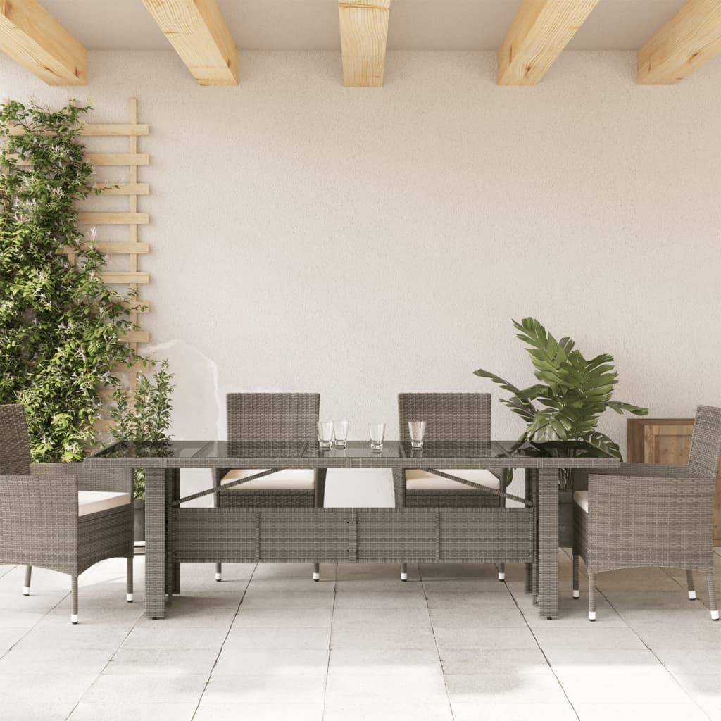PANGIVO - Table de jardin résine tressée verre trempé gris 240 x 90 x 75 cm - PANGIVO - Image 3