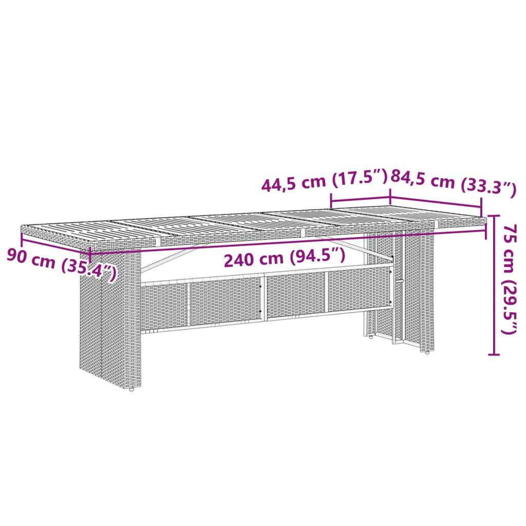 PANGIVO - Table de jardin résine tressée verre trempé gris 240 x 90 x 75 cm - PANGIVO - Image 10