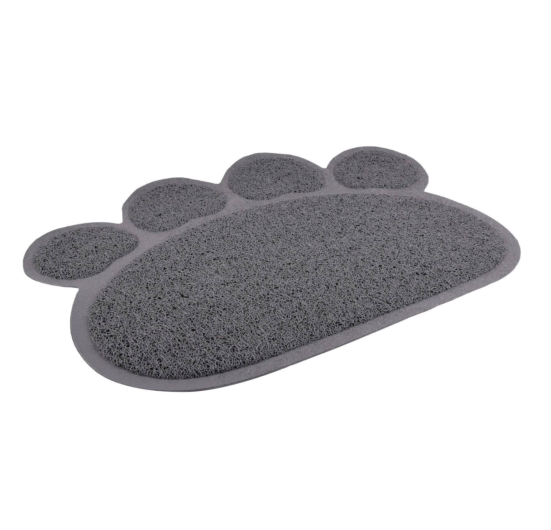Tapis de litière pour chat 30 x 40 cm Patte de chat gris - Image 1