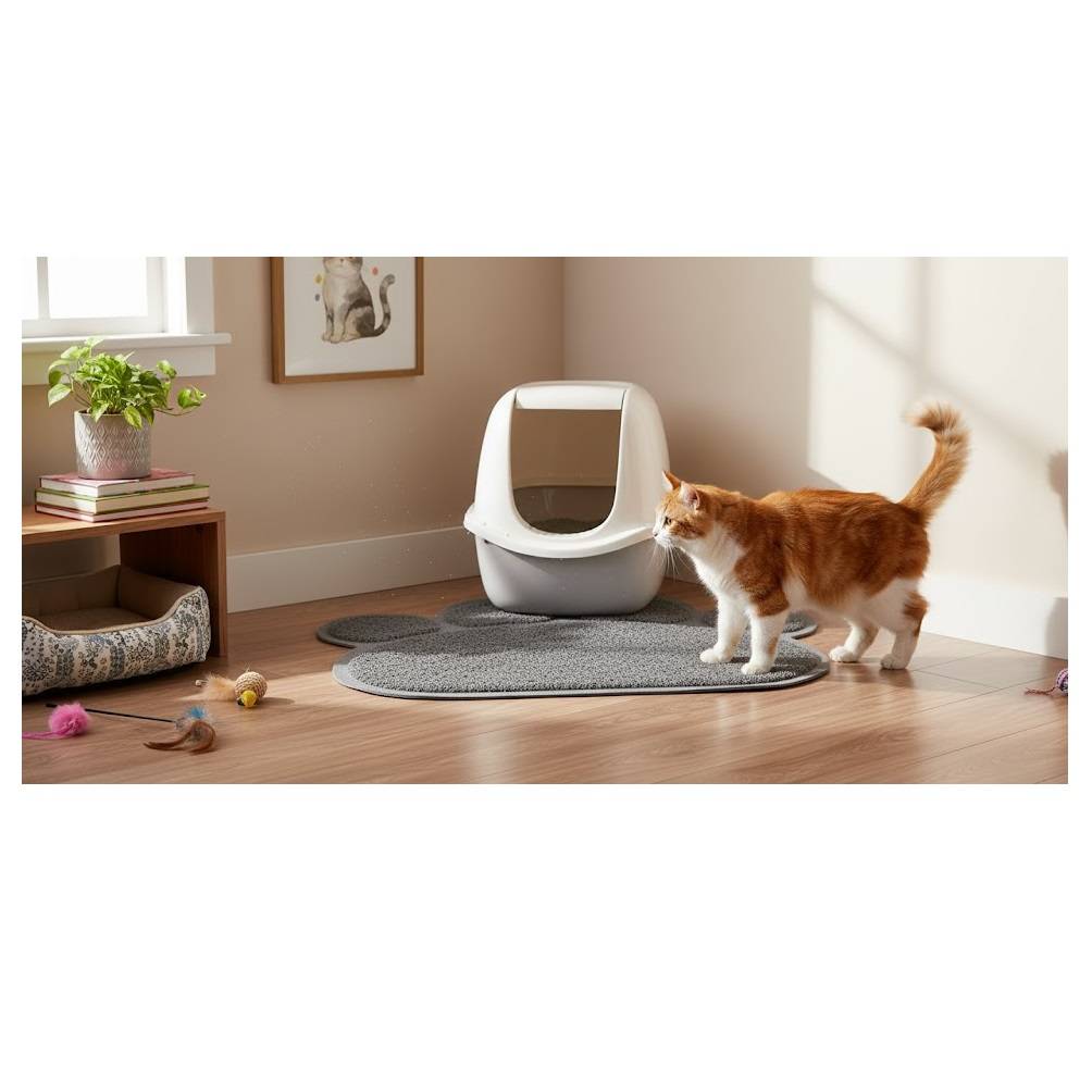 Tapis de litière pour chat 30 x 40 cm Patte de chat gris - Image 2