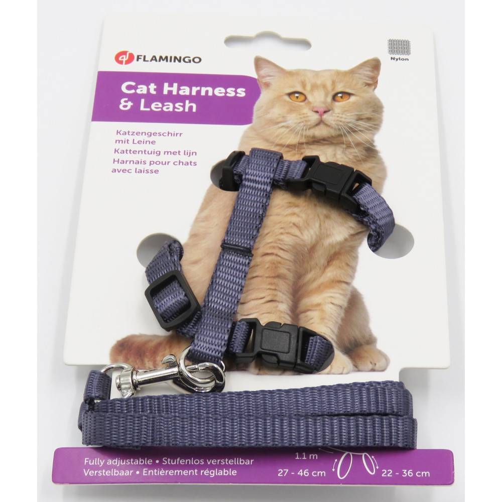 Harnais et laisse de 1,10 mètre bleu granite pour chat - Imagen 2