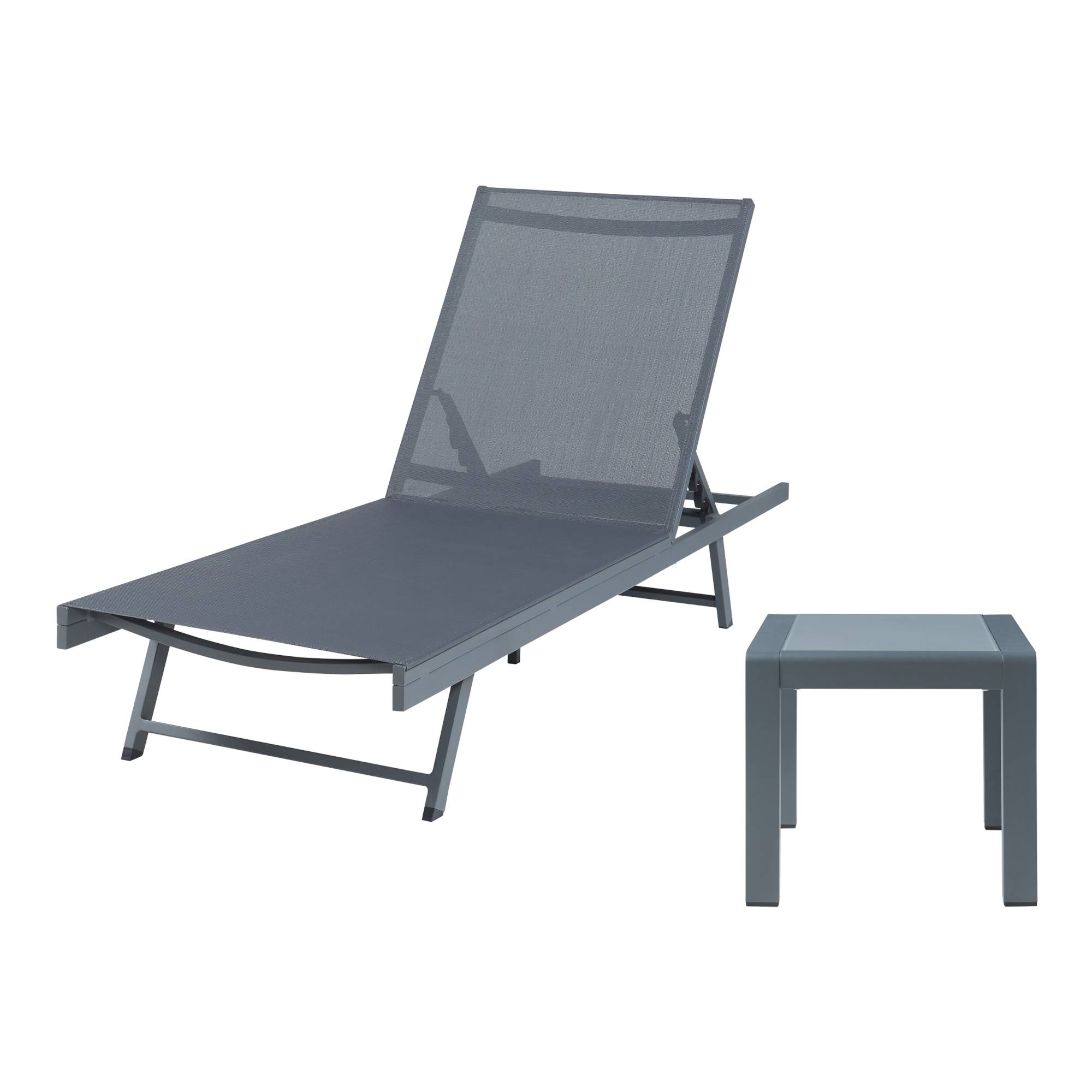 Casa.Pro - Chaise longue Baragiano avec table d'appoint anthracite gris foncé casa.pro - Imagen 2