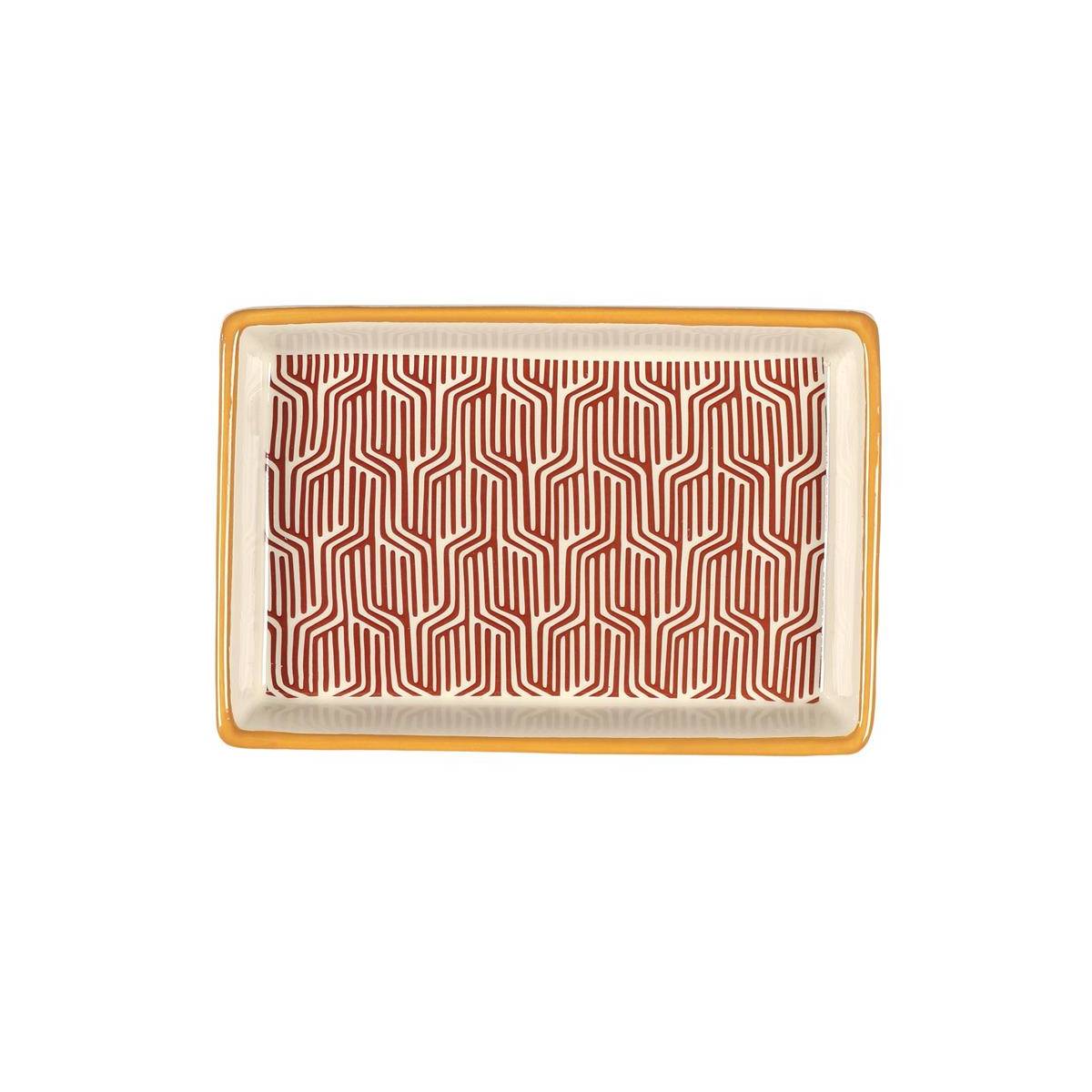 The Home Deco Factory - Vide-Poche en Dolomite "Impression d'Ailleurs" 15cm Rouge