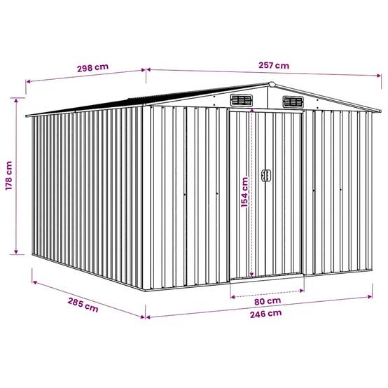 Vidaxl - Abri de jardin 257x298x178 cm Métal Anthracite vidaXL 143342 - Image 3