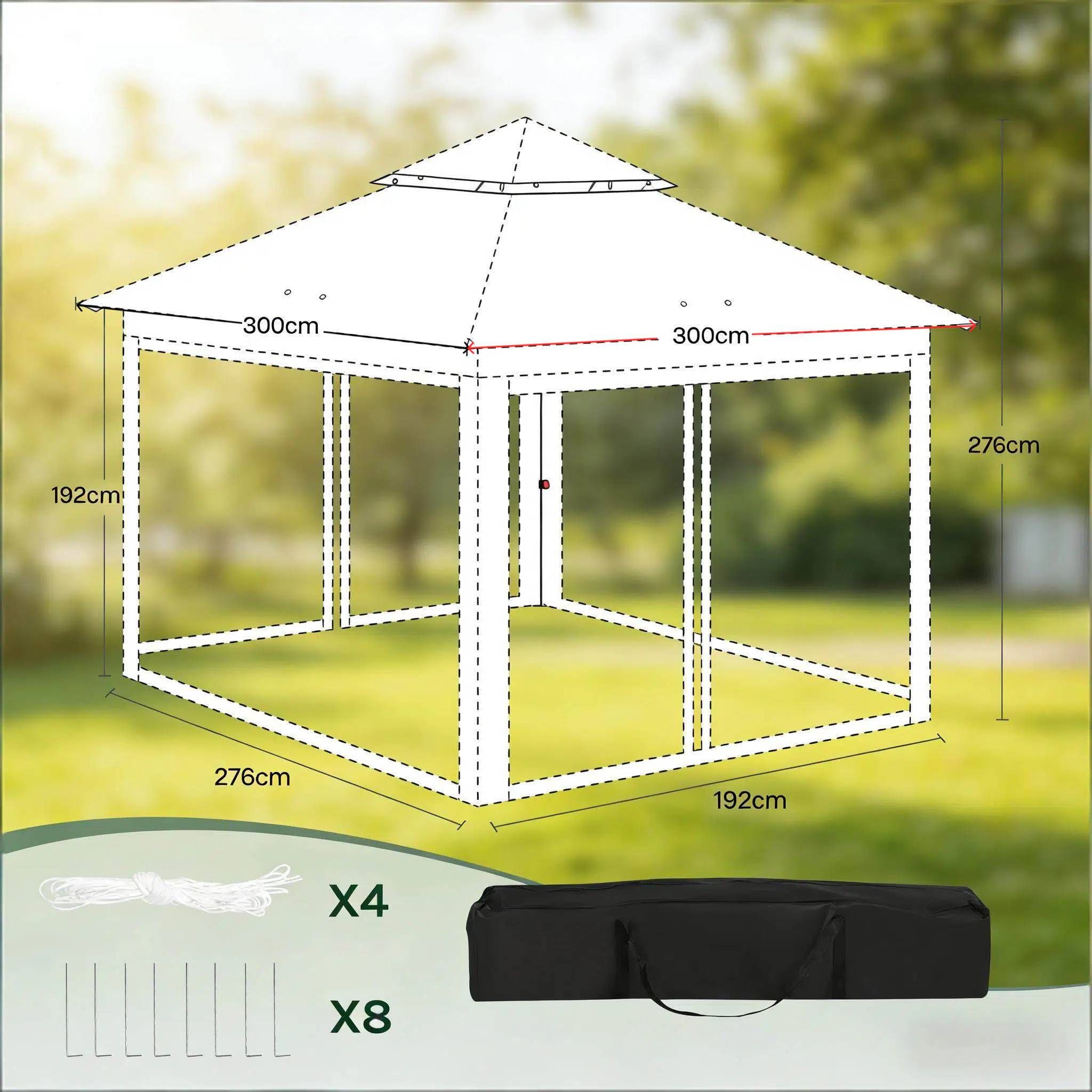 ComfortXL - Tonnelle pliante acier Oxford terrasse et camping avec moustiquaire 3x3m beige - ComfortXL Outdoor Living - Image 7