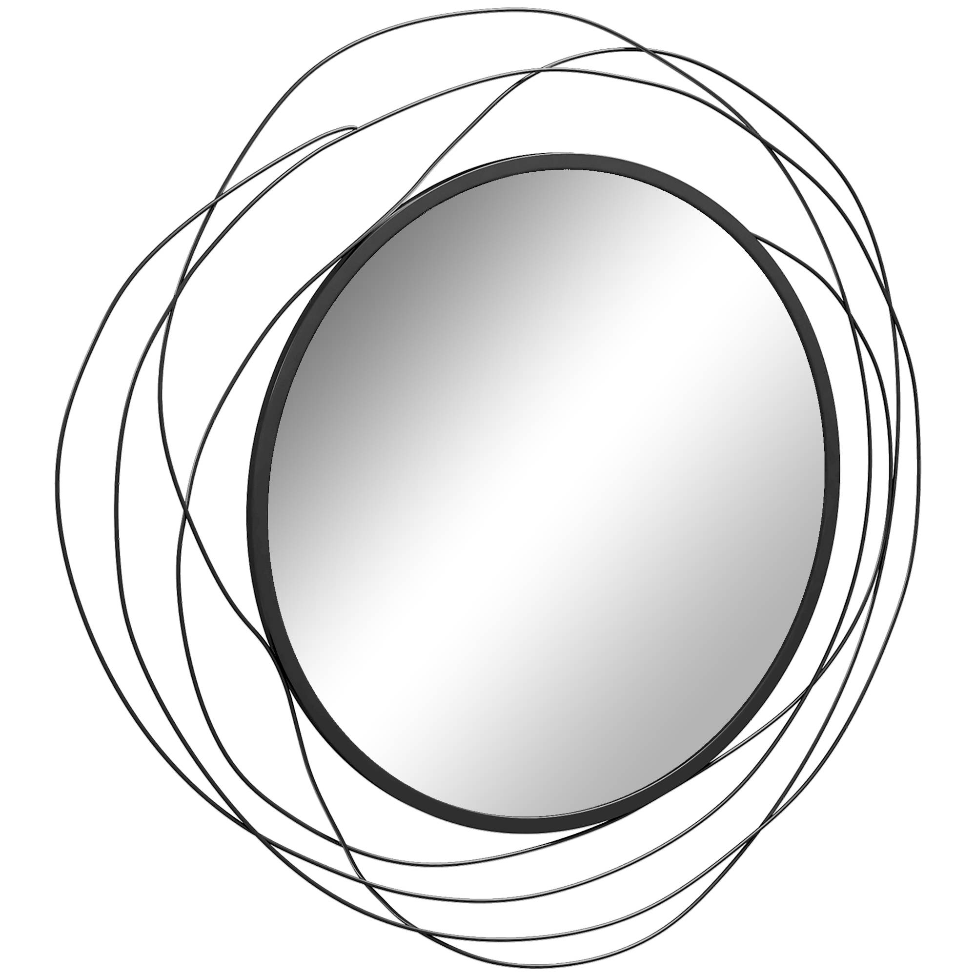 Sans Marque - Miroir rond métal filaire noir décoration style moderne Ø65 cm - Image 2