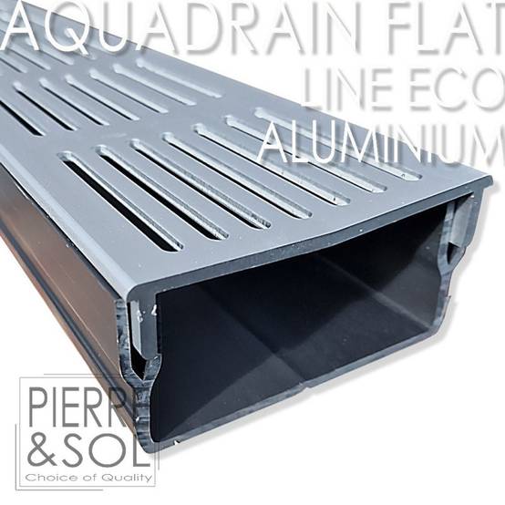 Caniveau plat H 5 cm Grille aluminium - AquaDrain - FLAT - LINE ECO - Caniveau de 100 cm - Imagen 2