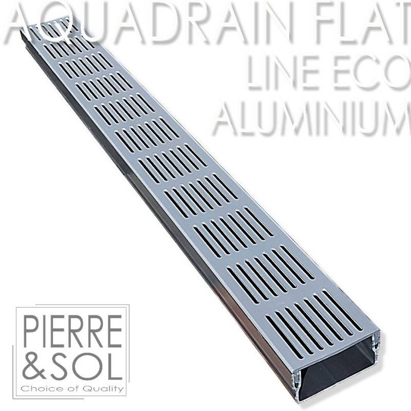 Caniveau plat H 5 cm Grille aluminium - AquaDrain - FLAT - LINE ECO -       Caniveau de 100 cm - Imagen 1