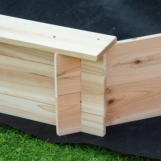 Bac à Sable Bois octogonal dim. 139,5L x 139,5l x 21,5H cm - 4 bancs - bâche de Couverture, Non tissé de Sol Inclus - Image 9
