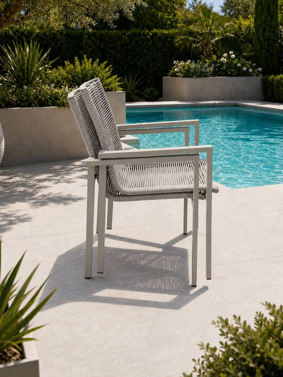 Dcb Garden - Lot de 2 fauteuils de jardin en aluminium et corde tissée - Grège - MEXICO - Image 4