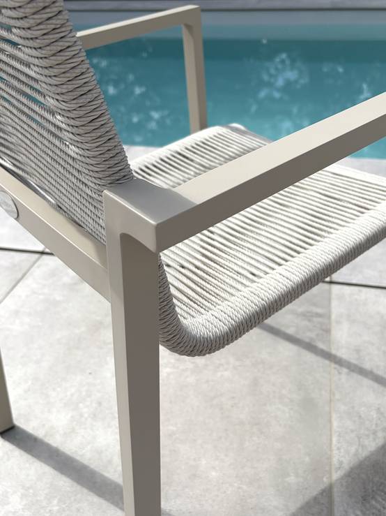 Dcb Garden - Lot de 2 fauteuils de jardin en aluminium et corde tissée - Grège - MEXICO - Image 7