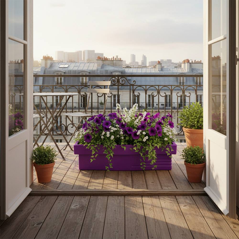 Jardinière design effet pierre 70l avec réserve d'eau-plast'up rotomoulage - Imagen 2
