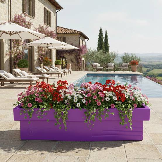 Jardinière design effet pierre 70l avec réserve d'eau-plast'up rotomoulage - Imagen 4