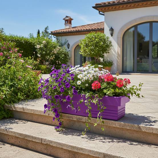 Jardinière design effet pierre 70l avec réserve d'eau-plast'up rotomoulage - Imagen 3