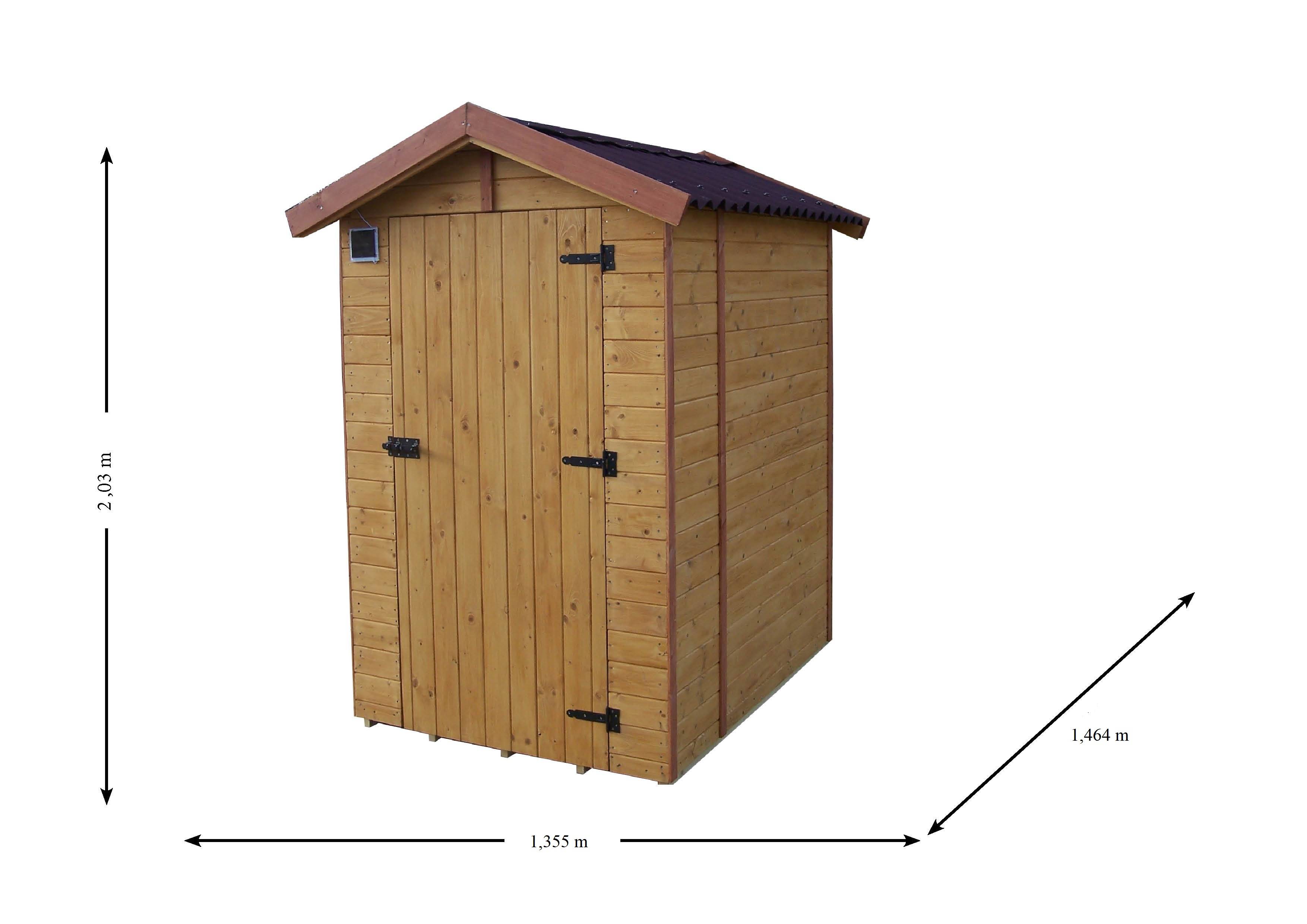 Habrita - Abri WC bois massif avec plancher / Panneau 16 mm / EDEN TOILETTES SECHES / surface ext : 2,03 m2 / toiture plaques ondulées plus grande longévité - Imagen 5