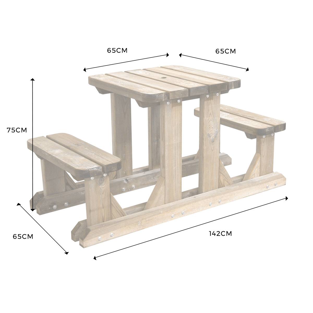 Table pique-nique en bois 2 places - Cémonjardin - Image 4