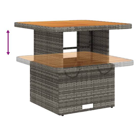 Table de jardin résine tressée et bois acacia gris 80 x 80 x 71 cm - PANGIVO - Image 4