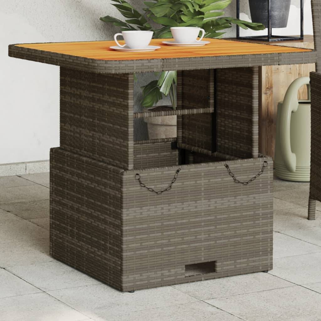 Table de jardin résine tressée et bois acacia gris 80 x 80 x 71 cm - PANGIVO - Image 1