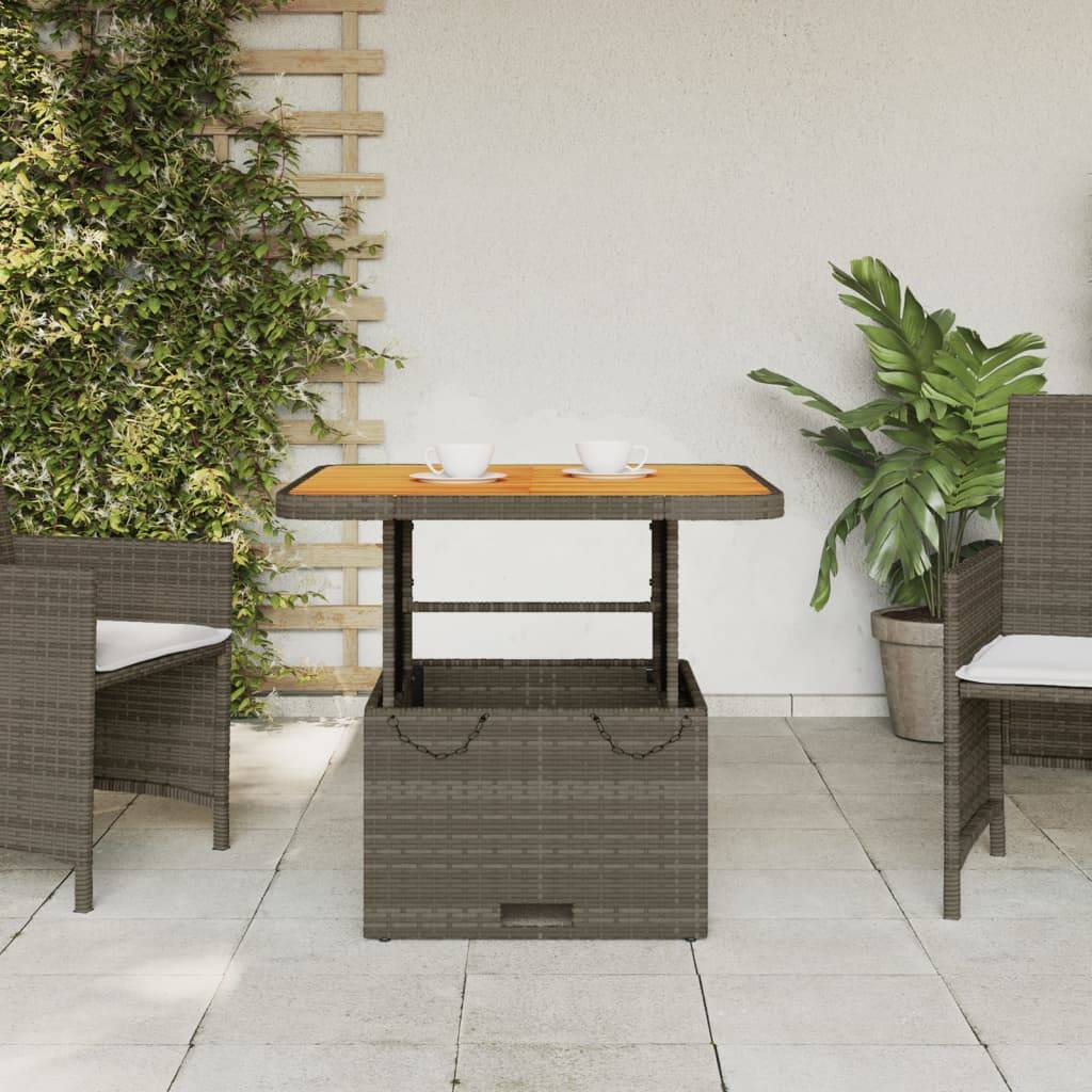 Table de jardin résine tressée et bois acacia gris 80 x 80 x 71 cm - PANGIVO - Image 3