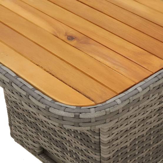 Table de jardin résine tressée et bois acacia gris 80 x 80 x 71 cm - PANGIVO - Image 9