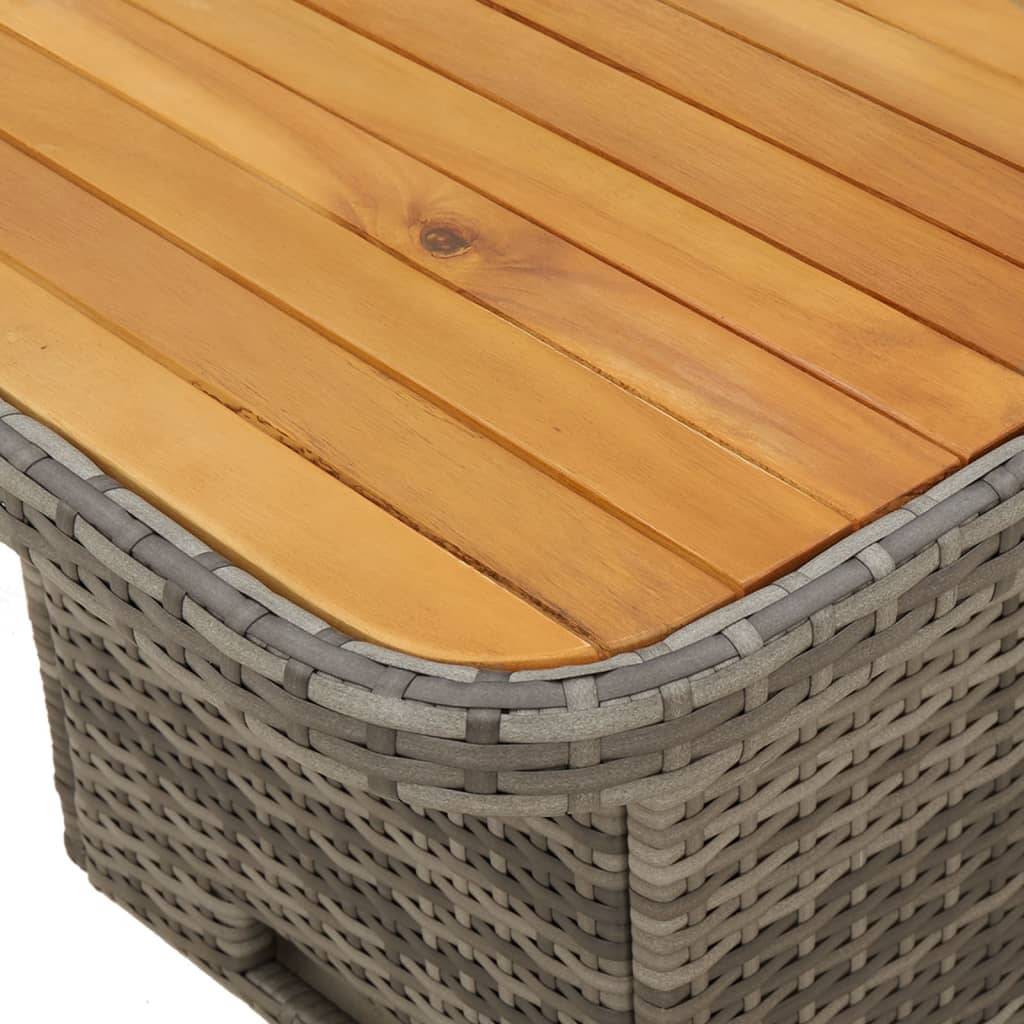 Table de jardin résine tressée et bois acacia gris 80 x 80 x 71 cm - PANGIVO - Image 9