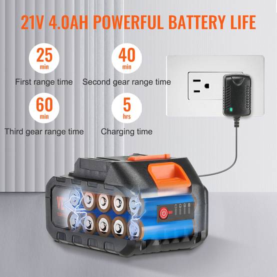 VEVOR Nettoyeur haute pression sans fil 21V, 652 PSI, 3.5 L/min, batterie 4.0Ah, pour terrasse/jardin/voiture. - Image 6