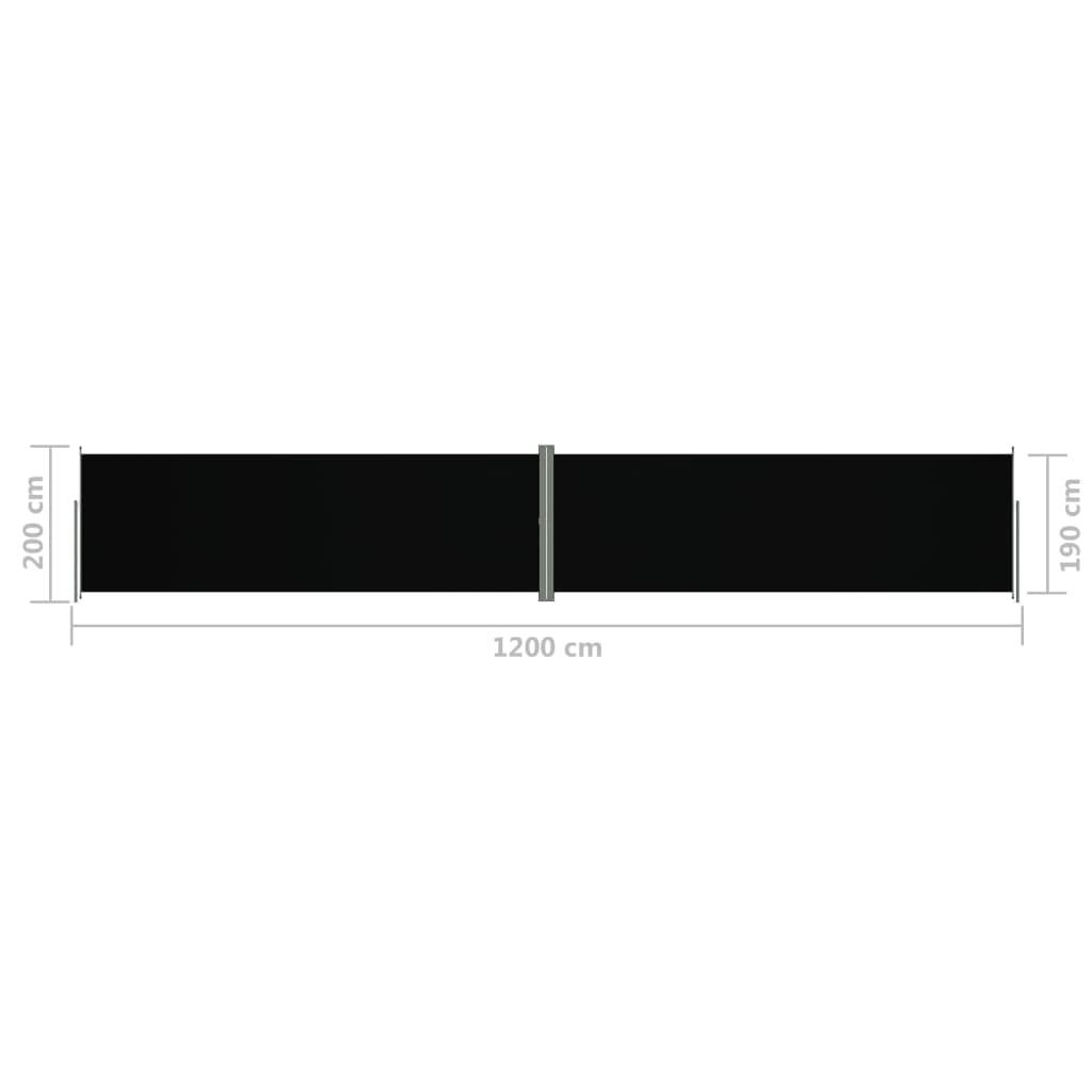 Helloshop26 - Auvent paravent store brise-vue latéral rétractable de patio jardin terrasse balcon protection visuelle écran 200 x 1200 cm noir - Imagen 6