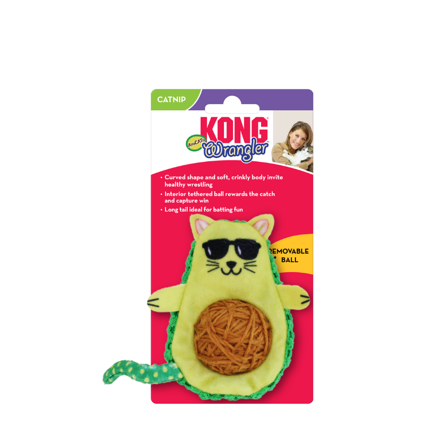 Kong - Juguete para gato de peluche con hierba gatera, aguacate, 7,6 cm x 7,6 cm - KONG