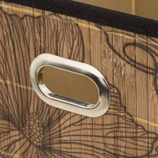 Boîte de rangement imprimé tropical en bambou et tissu Blackflora - Marron et noir - Five Simply Smart - Image 2