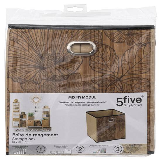 Boîte de rangement imprimé tropical en bambou et tissu Blackflora - Marron et noir - Five Simply Smart - Image 3