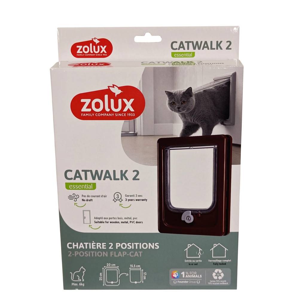 Zolux - Chatière 2 positions marron 19.8 x 25 cm pour chat - Imagen 2