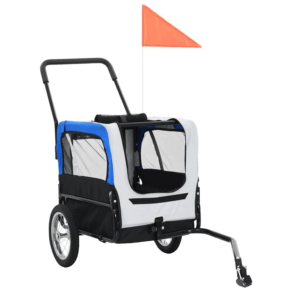 Vidaxl - Remorque de vélo pour chiens et poussette 2-en-1 gris et bleu vidaXL 91763 - Imagen 8