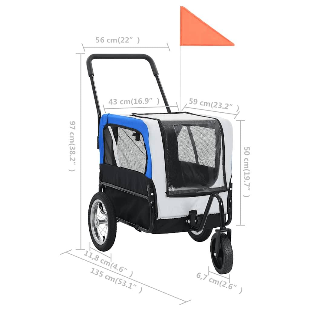 Vidaxl - Remorque de vélo pour chiens et poussette 2-en-1 gris et bleu vidaXL 91763 - Imagen 3
