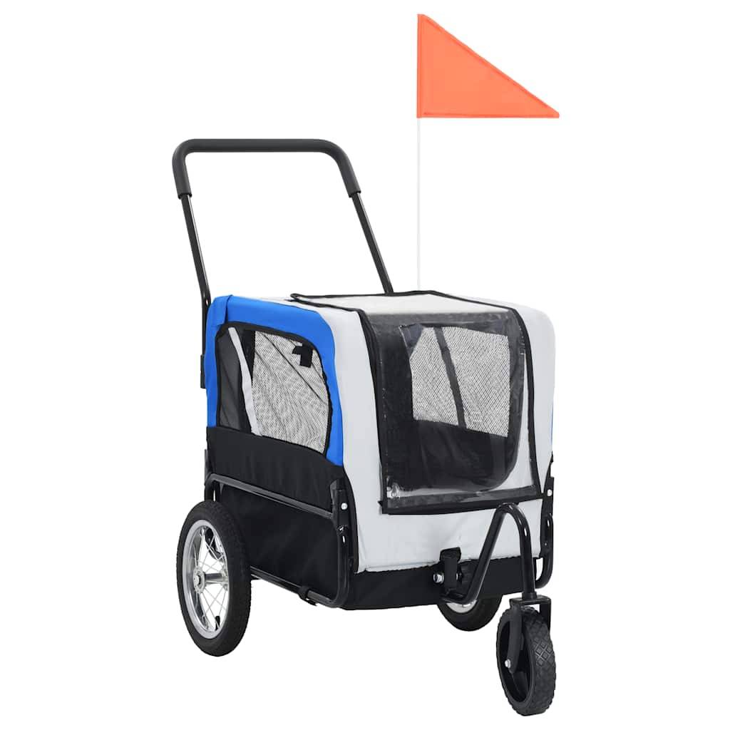 Vidaxl - Remorque de vélo pour chiens et poussette 2-en-1 gris et bleu vidaXL 91763 - Imagen 1