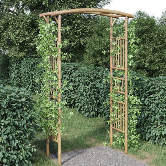 Arche Rosiers Bambou Naturel Tonnelle Jardin Style Rustique Résistant Intempéries 118cm - ComfortXL Outdoor Living - Image 1