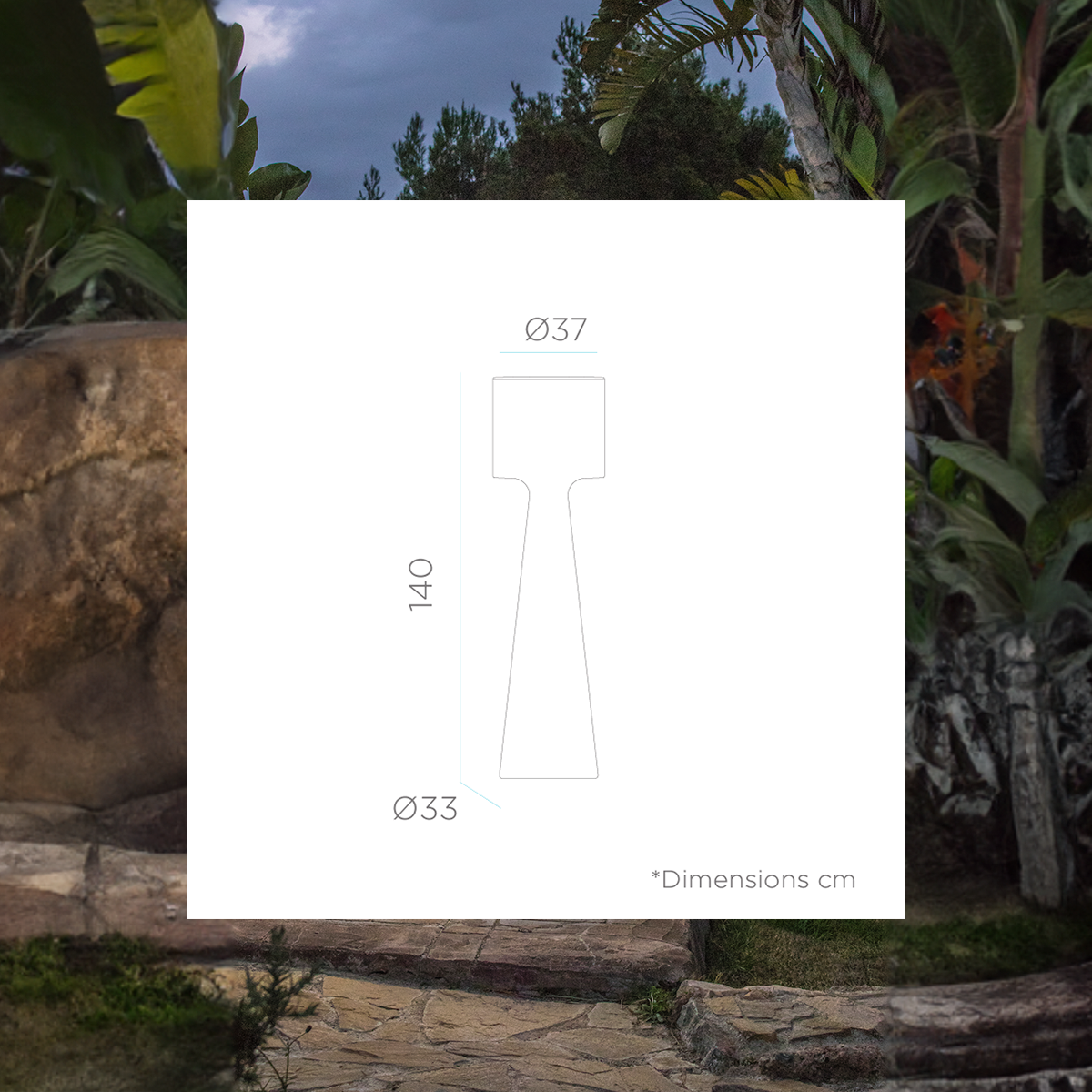 Lampadaire 140 cm de haut avec câble pour l'intérieur et l'extérieur. Lumière LED blanc chaud. GRACE - Imagen 4