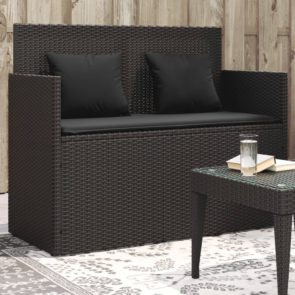 Banc de jardin | Banquette De Jardin | Banc Extérieur avec coussins noir résine tressée Maison Chic - Image 2