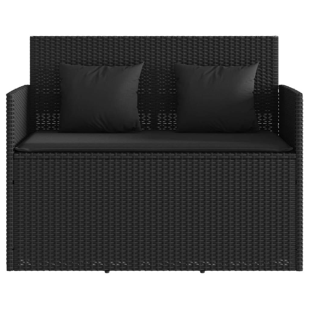 Banc de jardin | Banquette De Jardin | Banc Extérieur avec coussins noir résine tressée Maison Chic - Image 4