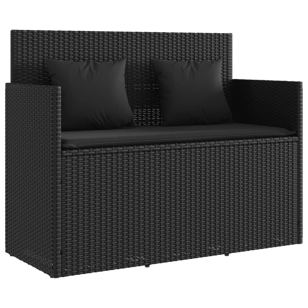Banc de jardin | Banquette De Jardin | Banc Extérieur avec coussins noir résine tressée Maison Chic - Image 1