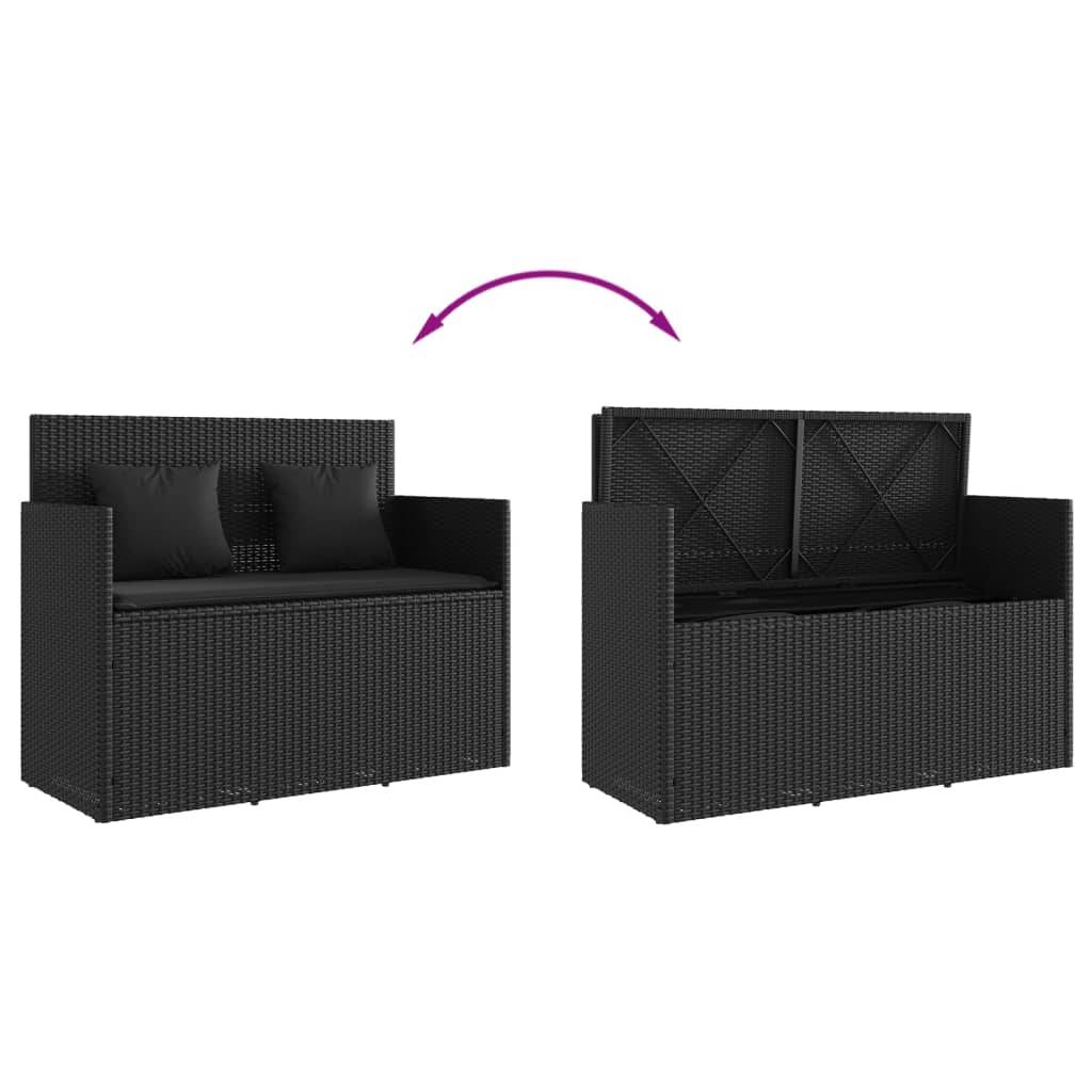 Banc de jardin | Banquette De Jardin | Banc Extérieur avec coussins noir résine tressée Maison Chic - Image 7
