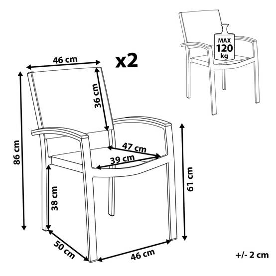 Chaise de jardin Aluminium Gris PERETA - Beliani - Image 2