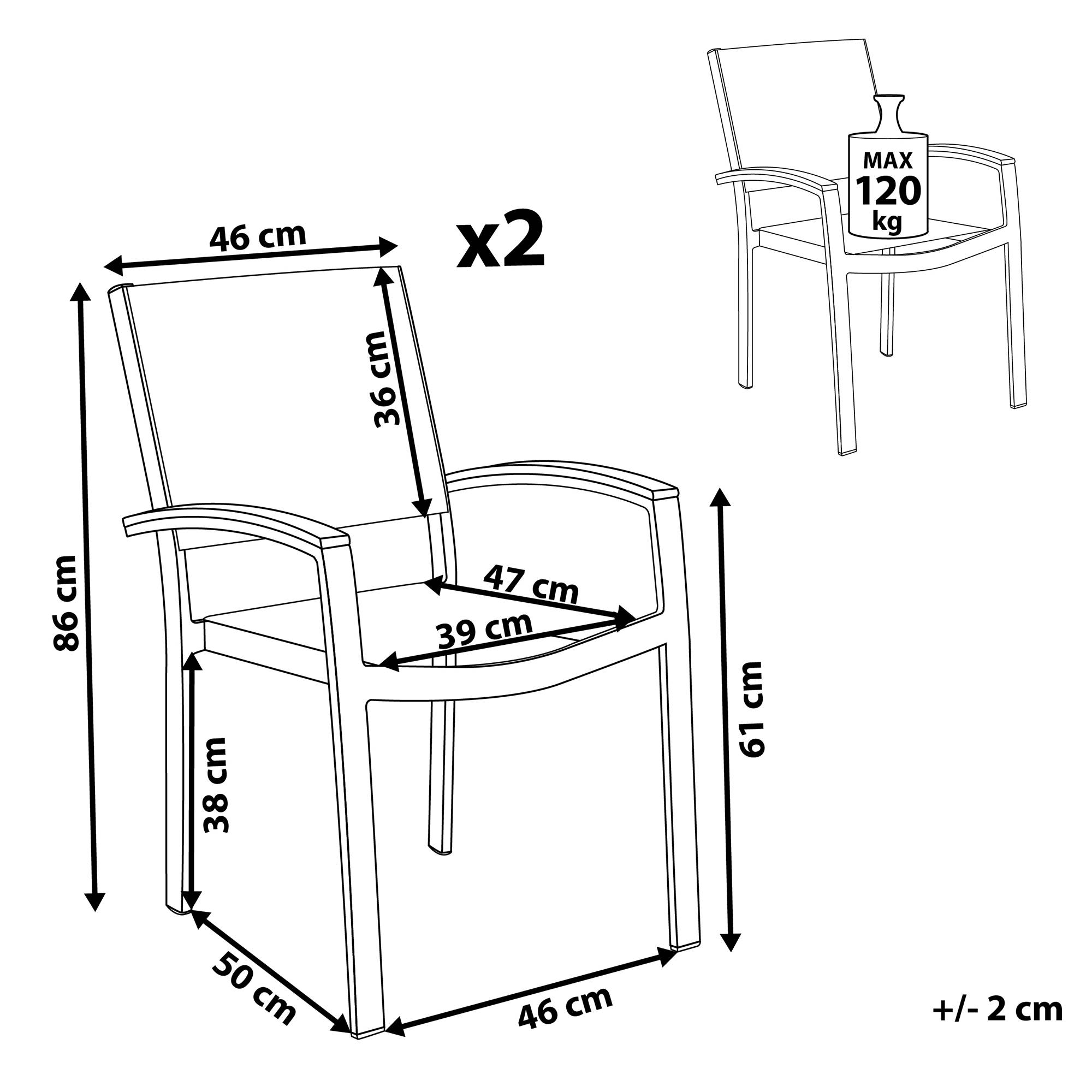 Chaise de jardin Aluminium Gris PERETA - Beliani - Image 2