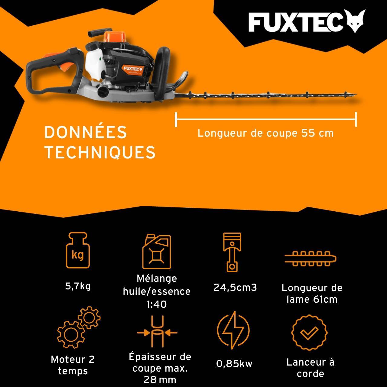 FUXTEC - Taille-haies thermique professionnel - FUXTEC FX-MHP245 - 24,5cm3 850W lame 61cm - Image 3