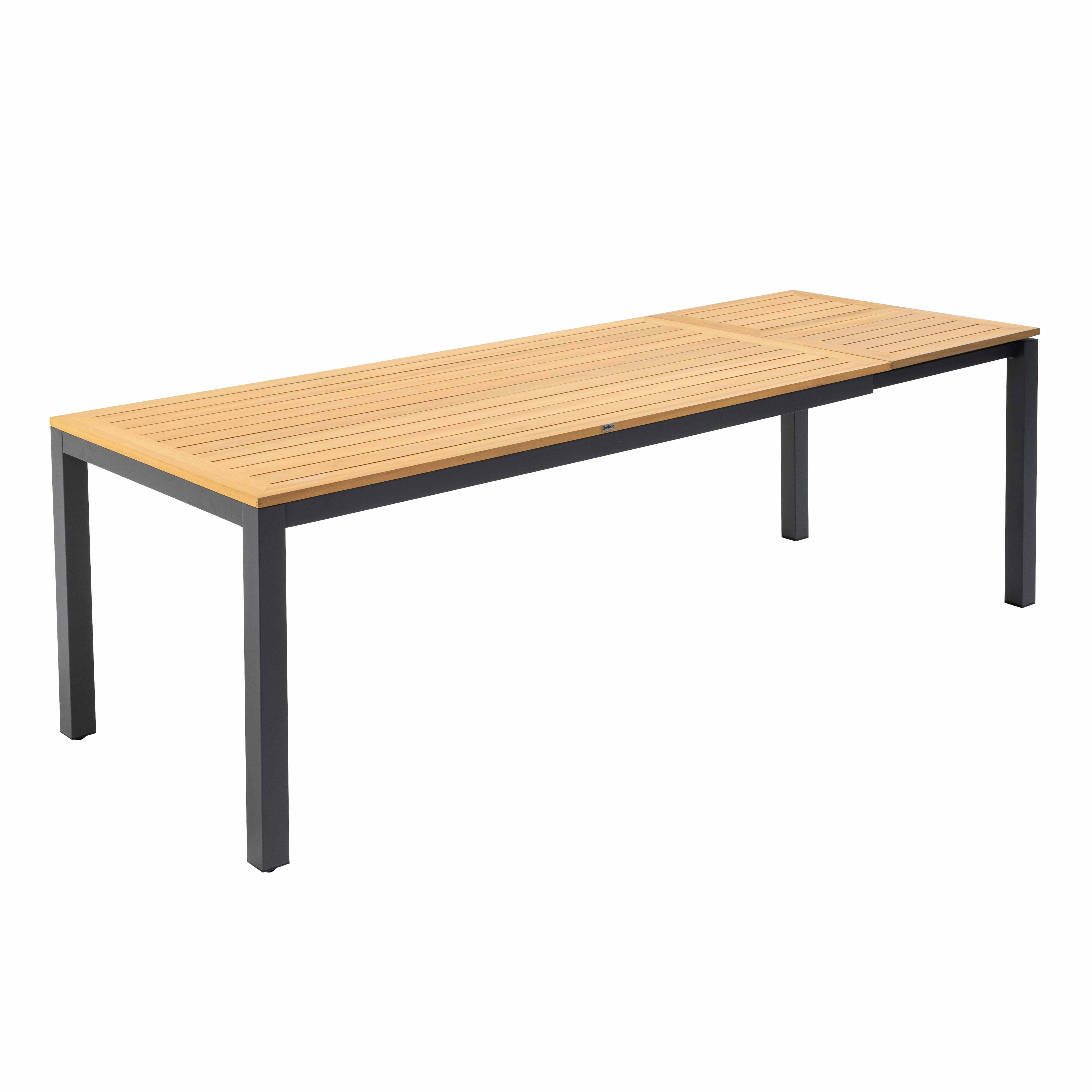 Oviala - Table de terrasse rectangulaire extensible 180/240 cm bois et noir Split - Oviala - Imagen 1